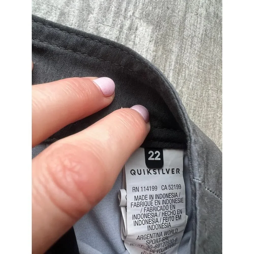 QUIKSILVER Boys Youth Highline Slab Swim Trunks Board Shorts Gray Black 22